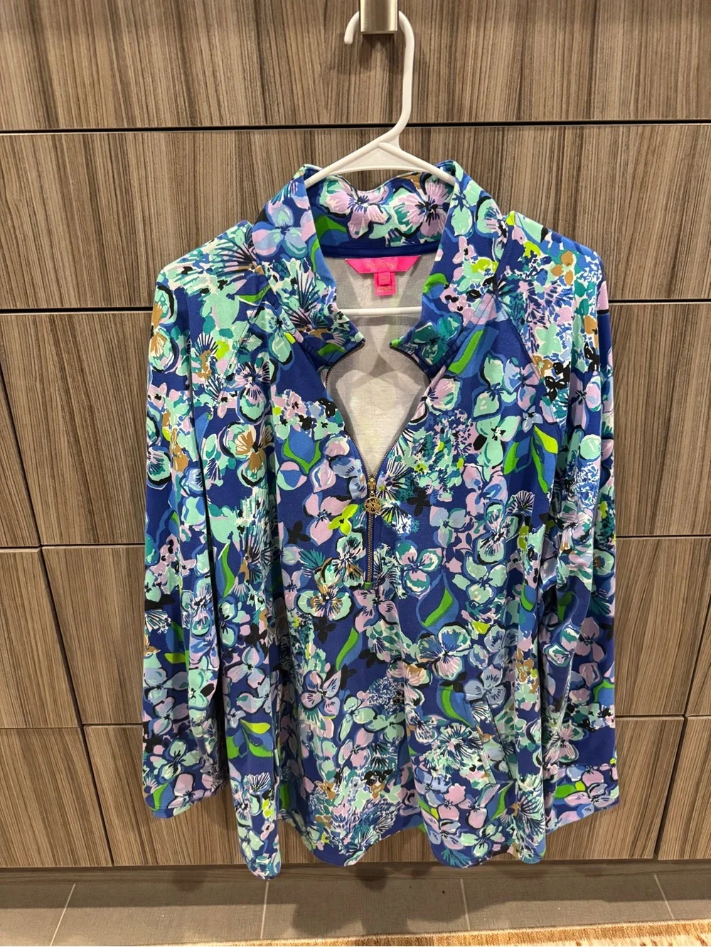 Lilly Pulitzer Blue Multi Floral Quarter-Zip Jacket